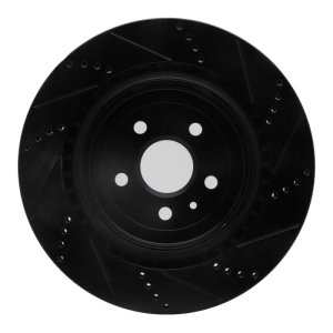 Cadillac CTS Brake Rotor (1) - Rear Left - R1 Concepts - Drilled & Slotted - Black - `09-`24